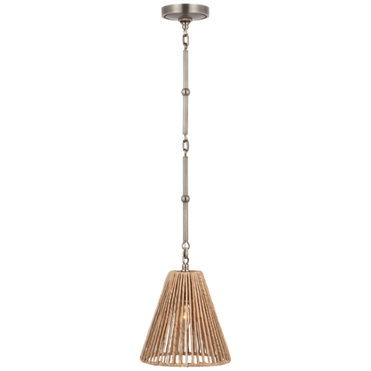 Goodman Petite Hanging Shade in Antique Nickel with Natural Abaca Shade