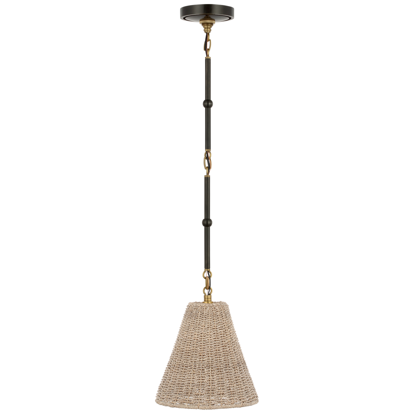 Goodman Petite Hanging Shade in Bronze and Hand-Rubbed Antique Brass with Ash Shade