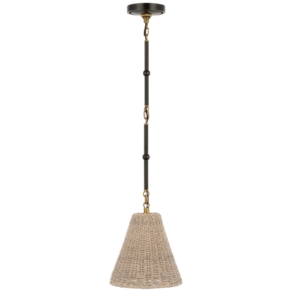 Goodman Petite Hanging Shade in Bronze and Hand-Rubbed Antique Brass with Ash Shade
