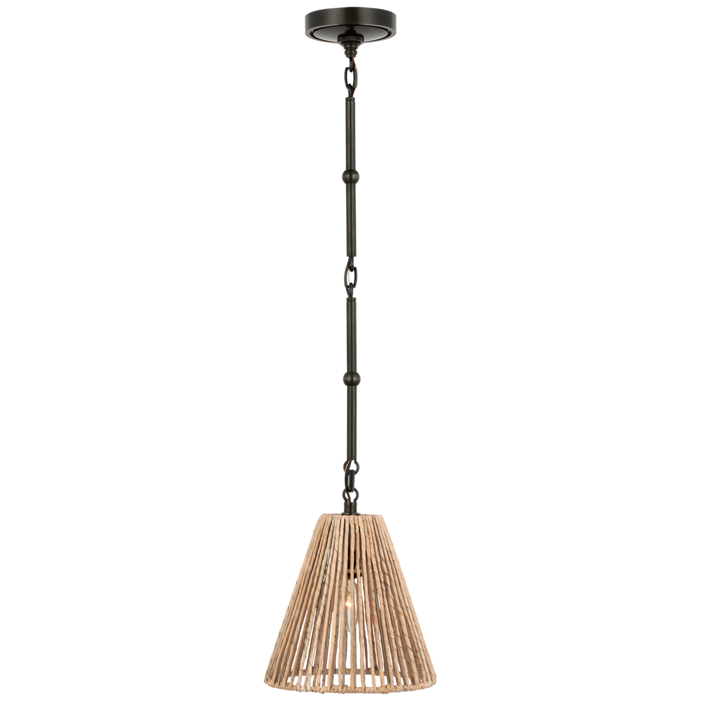 Goodman Petite Hanging Shade in Bronze with Natural Abaca Shade