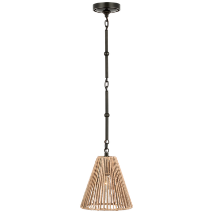 Goodman Petite Hanging Shade in Bronze with Natural Abaca Shade