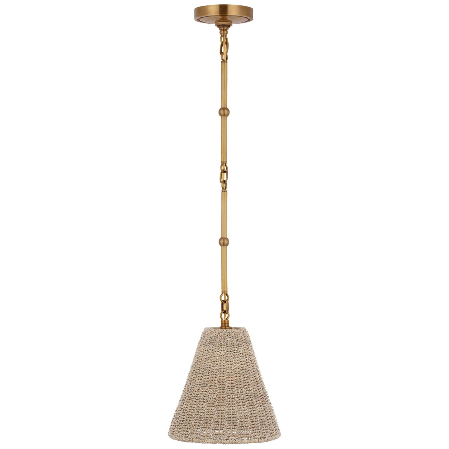 Goodman Petite Hanging Shade in Hand-Rubbed Antique Brass with Ash Shade