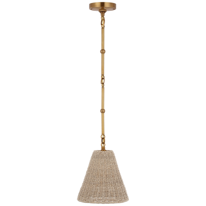 Goodman Petite Hanging Shade in Hand-Rubbed Antique Brass with Ash Shade
