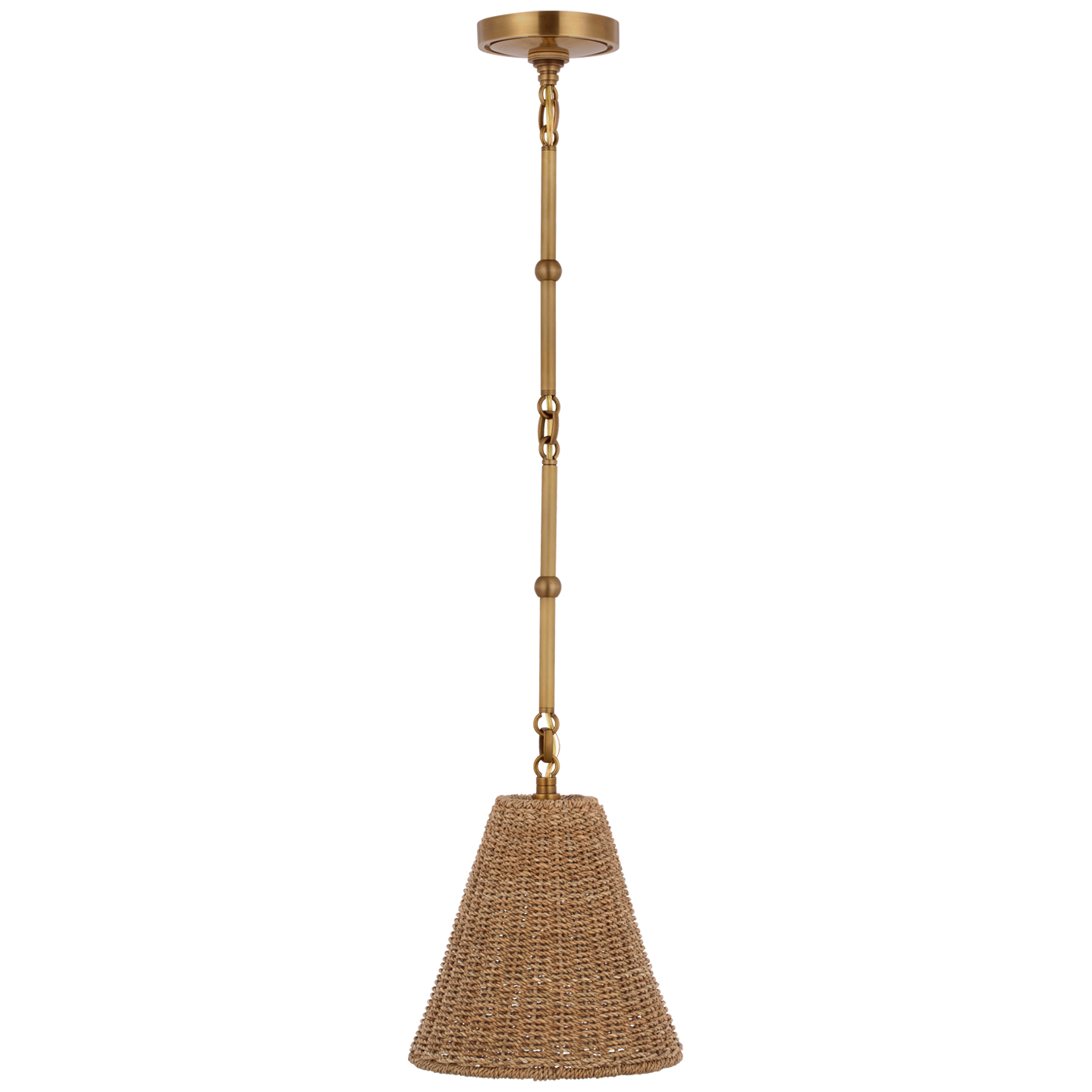 Goodman Petite Hanging Shade in Hand-Rubbed Antique Brass with Toast Shade