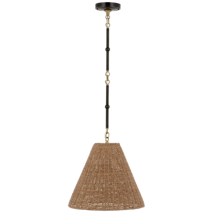 Goodman Small Hanging Light in Bronze and Hand-Rubbed Antique Brass with Toast Shade