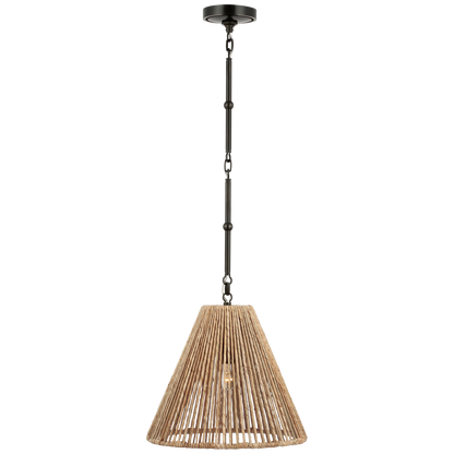 Goodman Small Hanging Light in Bronze with Natural Abaca Shade