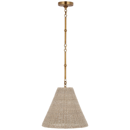 Goodman Small Hanging Light in Hand-Rubbed Antique Brass with Ash Shade