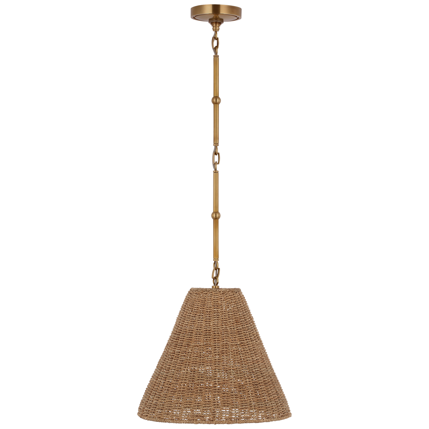 Goodman Small Hanging Light in Hand-Rubbed Antique Brass with Toast Shade