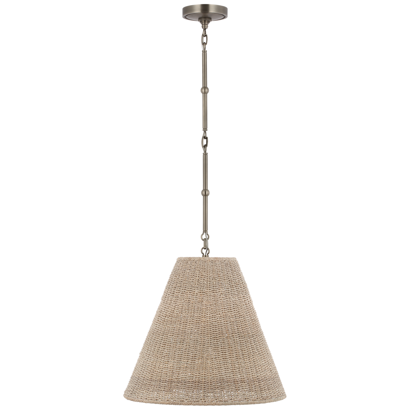Goodman Medium Hanging Light in Antique Nickel with Ash Shade