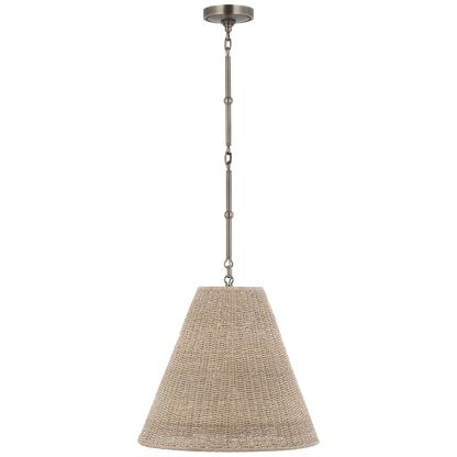 Goodman Medium Hanging Light in Antique Nickel with Ash Shade