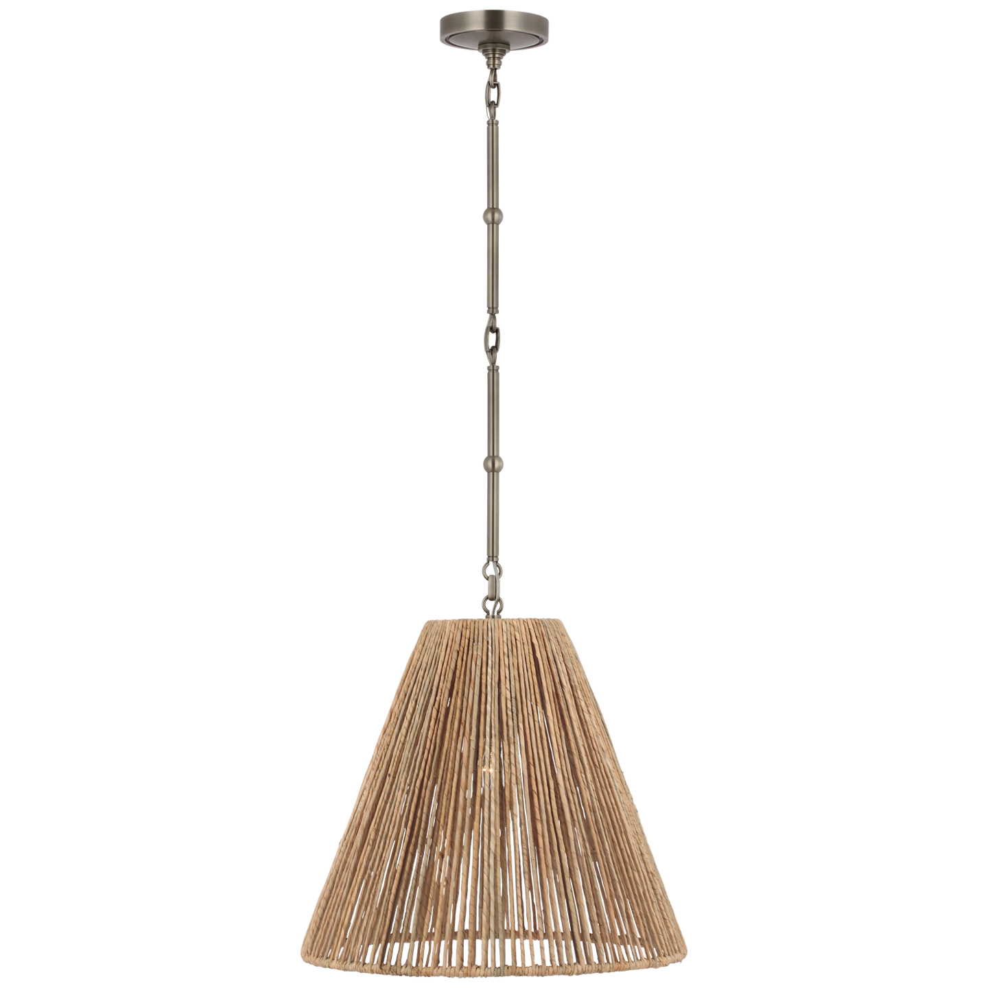 Goodman Medium Hanging Light in Antique Nickel with Natural Abaca Shade
