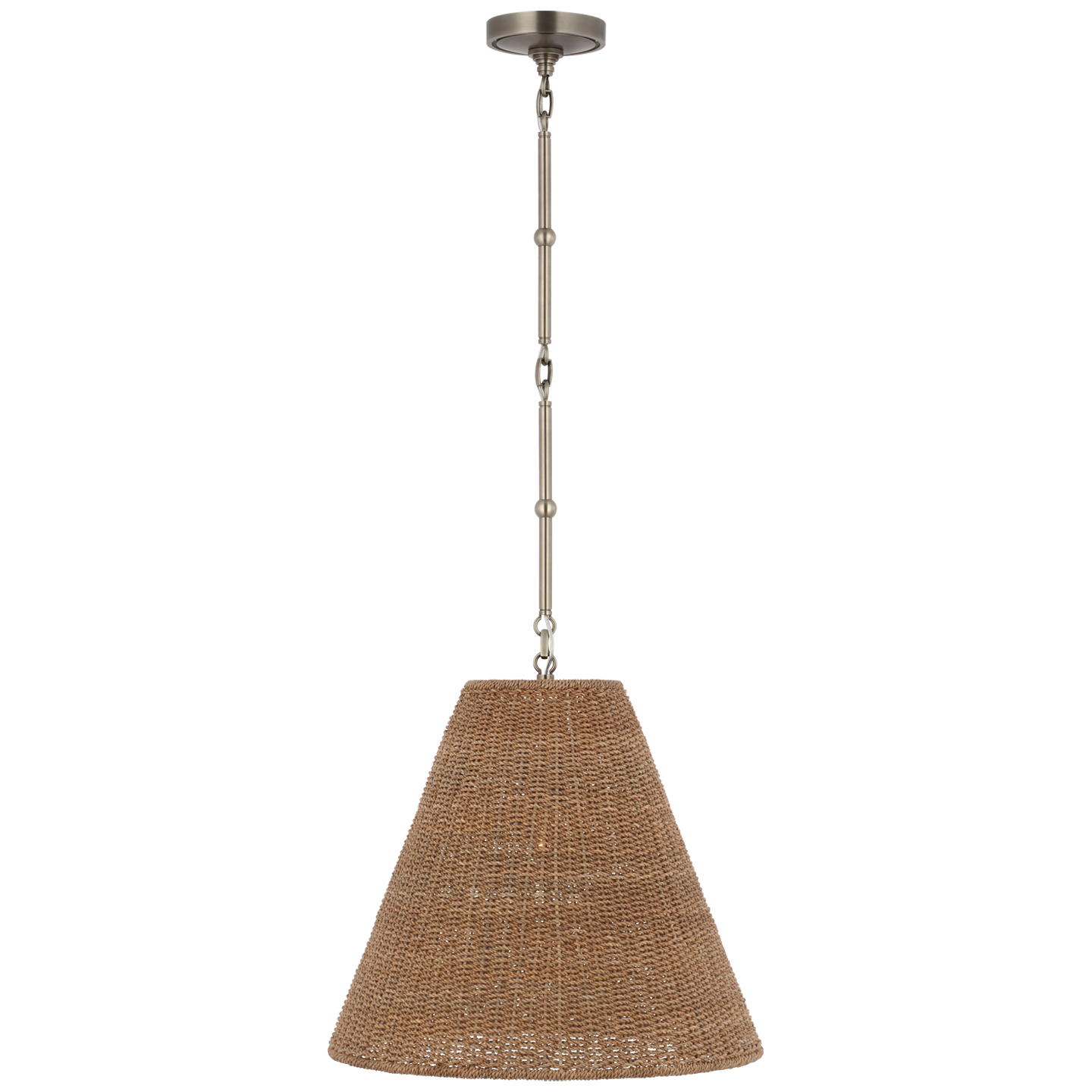 Goodman Medium Hanging Light in Antique Nickel with Toast Shade