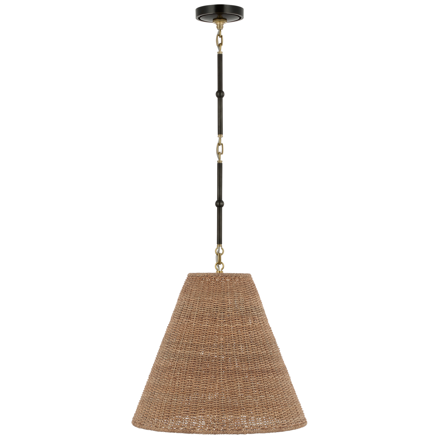 Goodman Medium Hanging Light in Bronze and Hand-Rubbed Antique Brass with Toast Shade