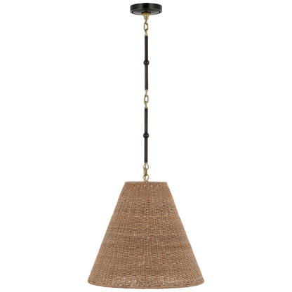 Goodman Medium Hanging Light in Bronze and Hand-Rubbed Antique Brass with Toast Shade