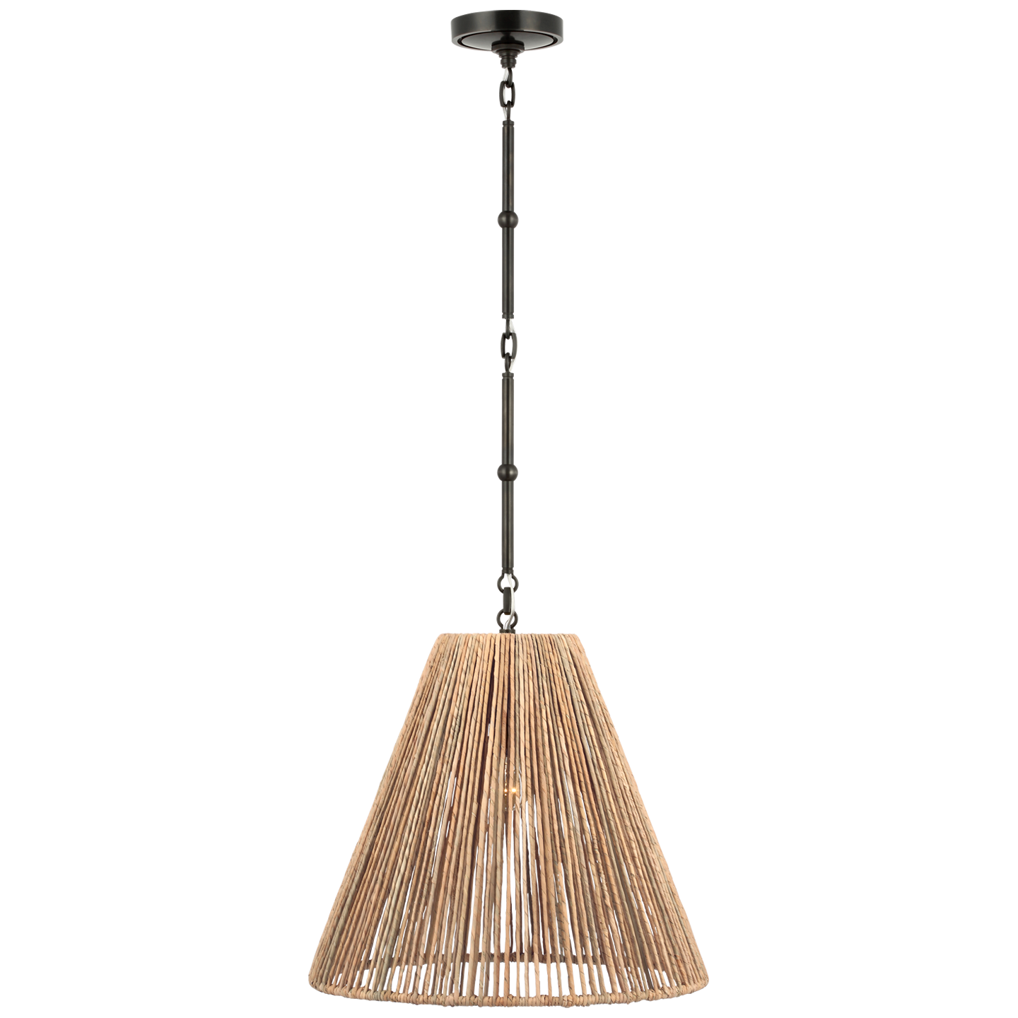 Goodman Medium Hanging Light in Bronze with Natural Abaca Shade