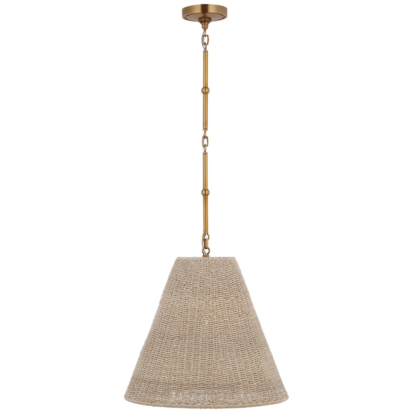 Goodman Medium Hanging Light in Hand-Rubbed Antique Brass with Ash Shade