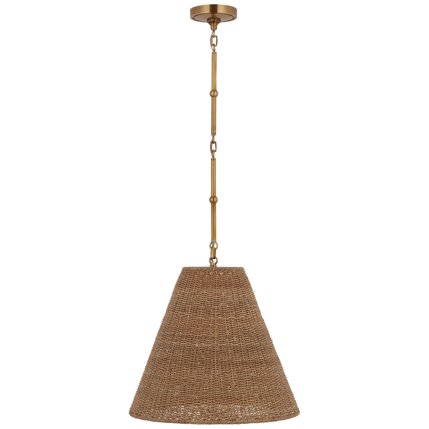 Goodman Medium Hanging Light in Hand-Rubbed Antique Brass with Toast Shade