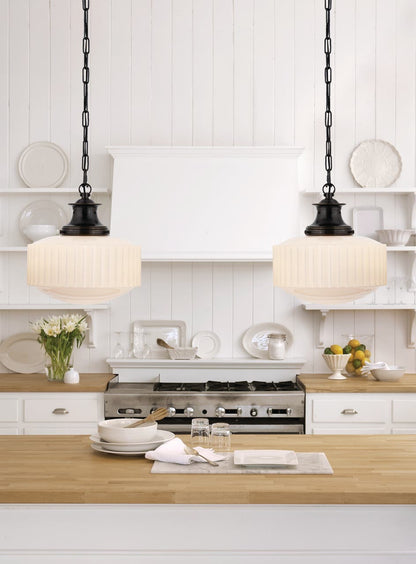 Milton Road Flush Mount in Bronze with White Glass