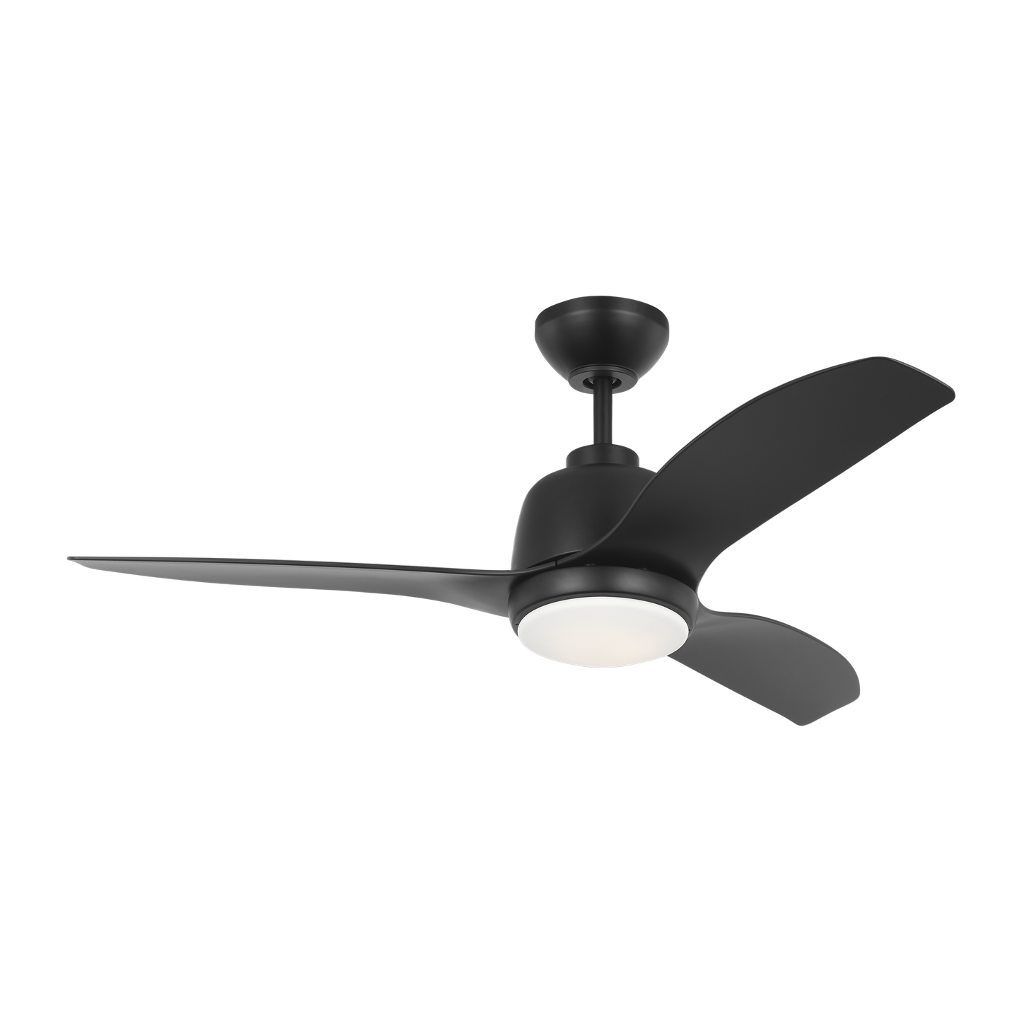 Avila Coastal 44-inch indoor/outdoor LED ceiling fan in midnight black finish with midnight black blades, light kit, and handheld remote control