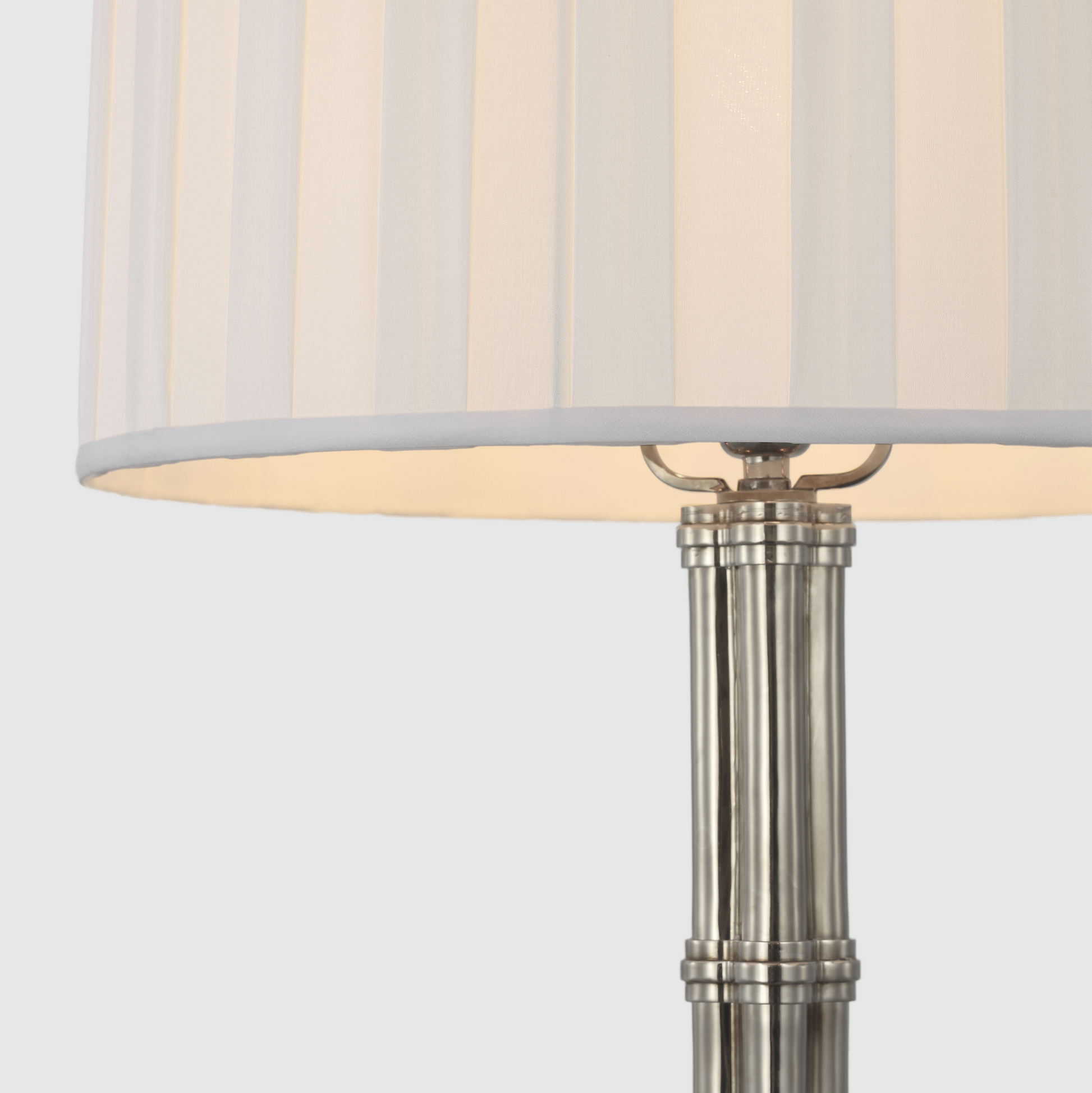 Downing Large Table Lamp in Butler's Silver with Silk Box Pleat Shade