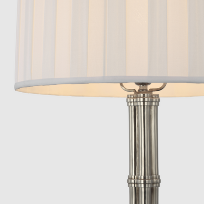 Downing Large Table Lamp in Butler's Silver with Silk Box Pleat Shade