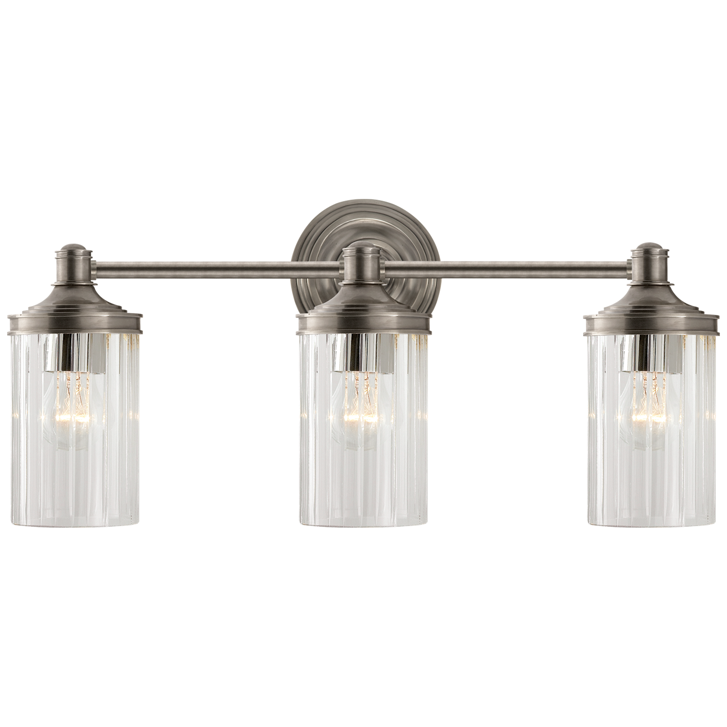 Ava Triple Sconce in Antique Nickel with Crystal