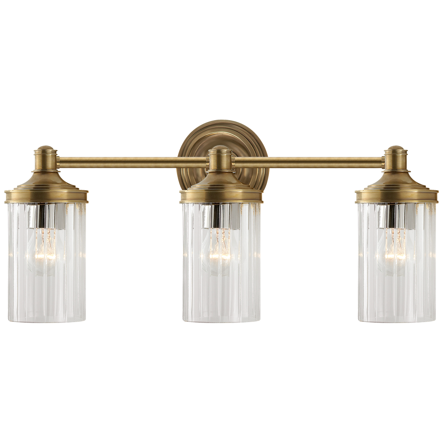 Ava Triple Sconce in Hand-Rubbed Antique Brass with Crystal
