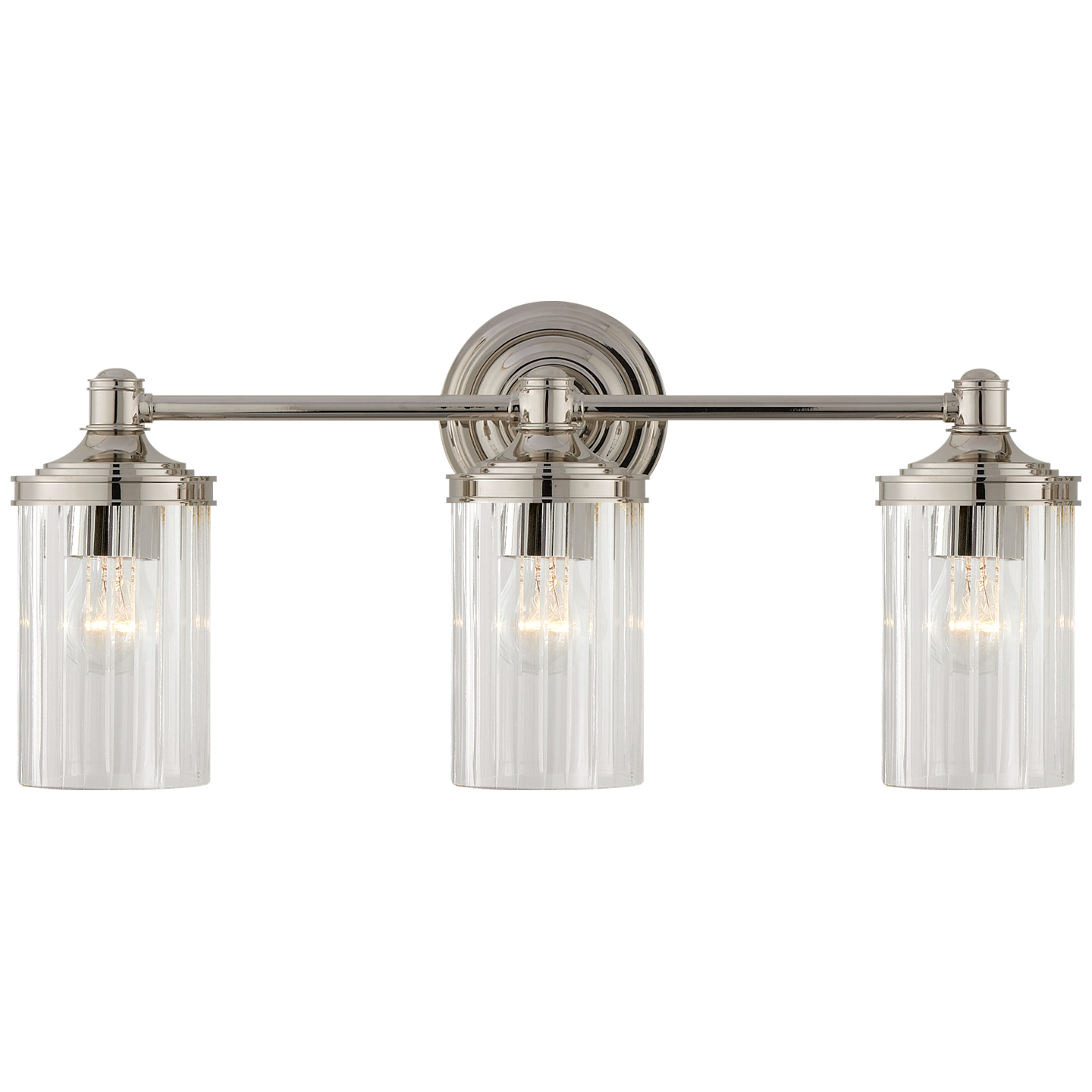Ava Triple Sconce in Polished Nickel with Crystal