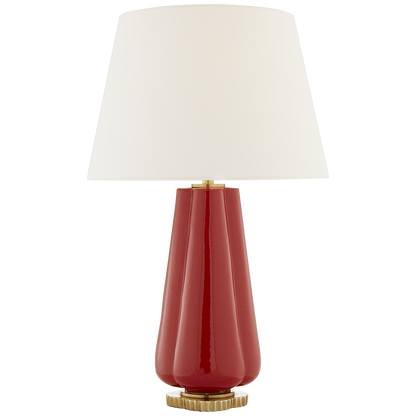 Penelope Table Lamp in Berry Red with Linen Shade