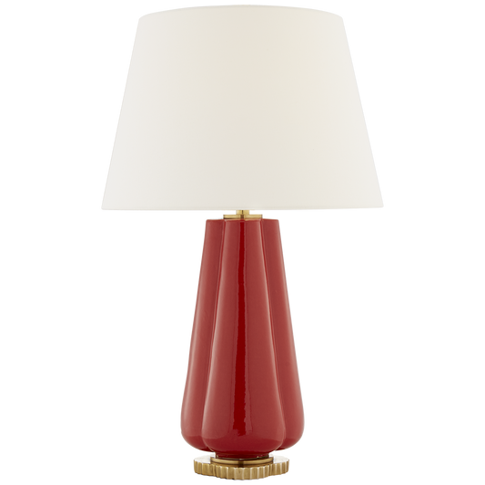 Penelope Table Lamp in Berry Red with Linen Shade