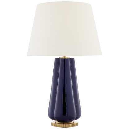 Penelope Table Lamp in Denim with Linen Shade