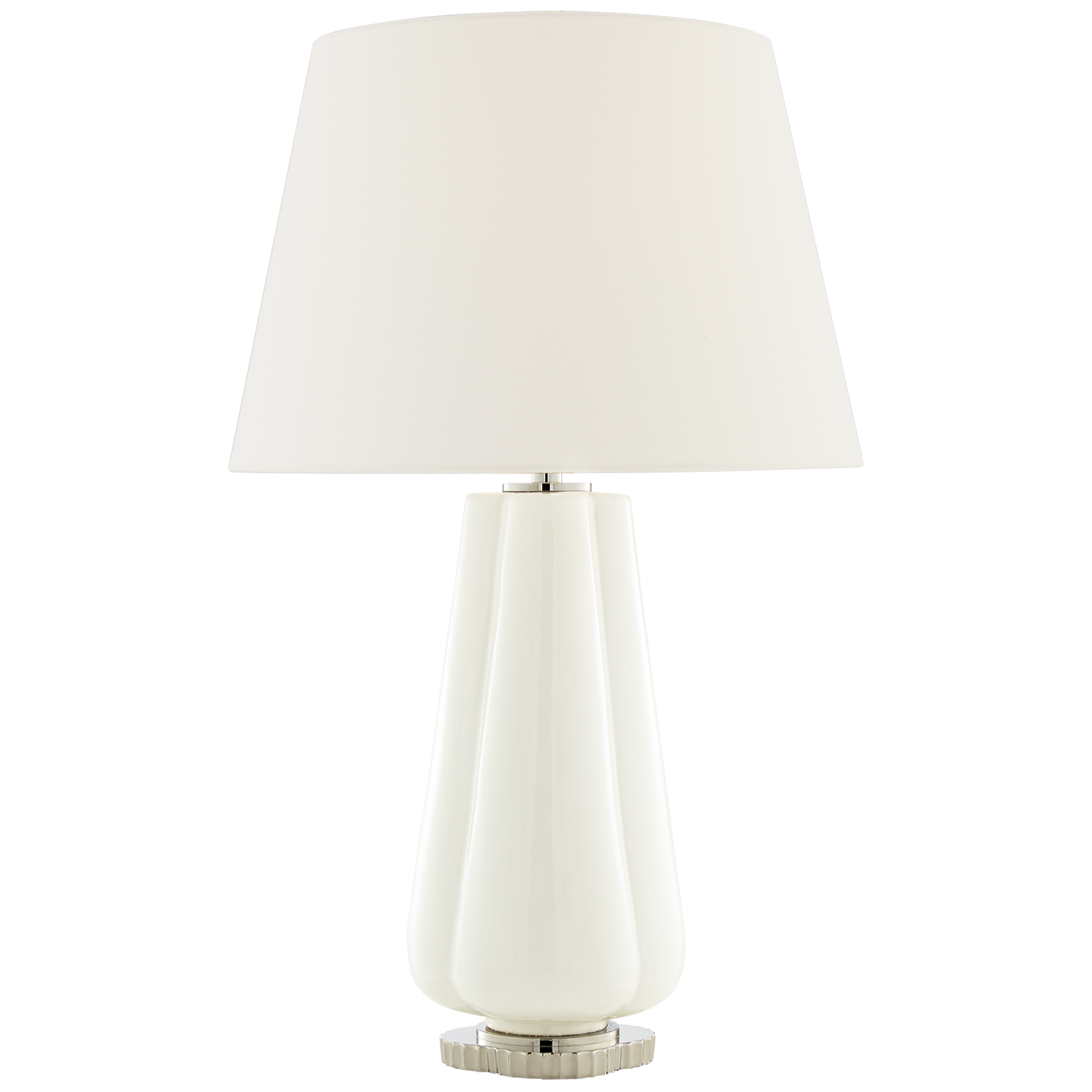 Penelope Table Lamp in White with Linen Shade