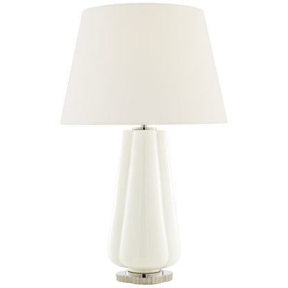 Penelope Table Lamp in White with Linen Shade