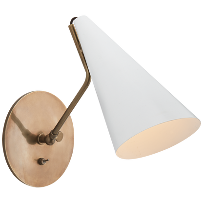 Clemente Wall Light in Hand-Rubbed Antique Brass with White