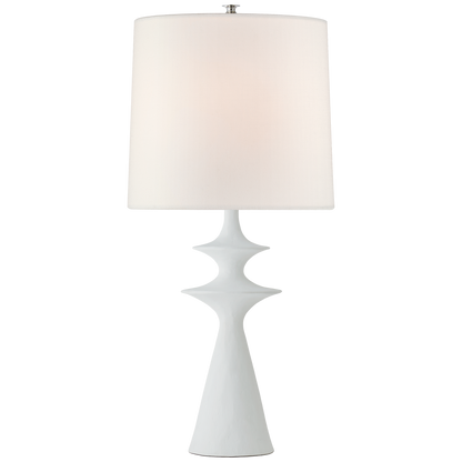 Lakmos Large Table Lamp in Plaster White with Linen Shade