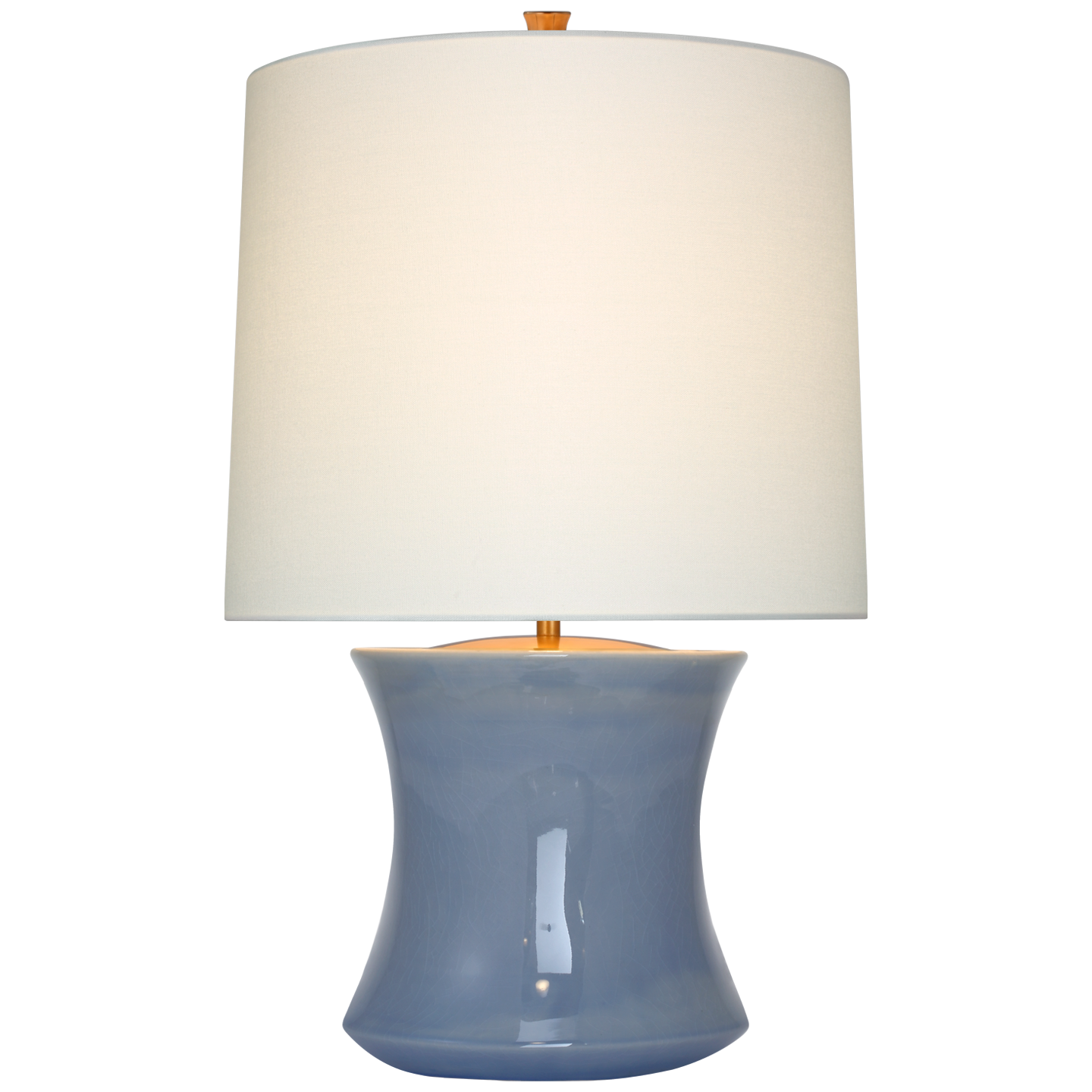 Marella Accent Lamp in Polar Blue Crackle with Linen Shade
