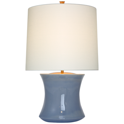 Marella Accent Lamp in Polar Blue Crackle with Linen Shade