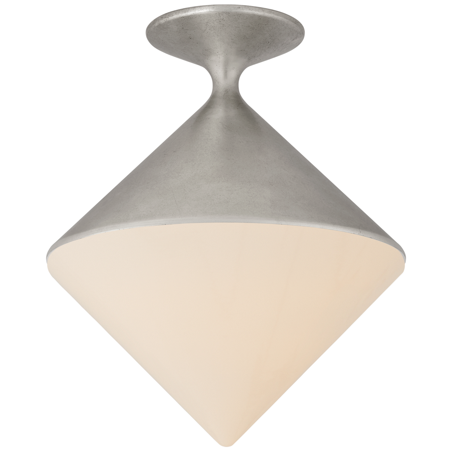 Sarnen Small Flush Mount in Burnished Silver Leaf with White Glass