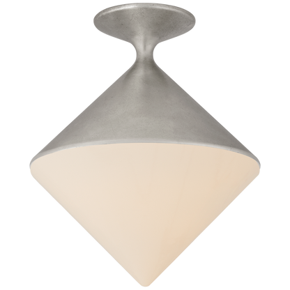 Sarnen Small Flush Mount in Burnished Silver Leaf with White Glass