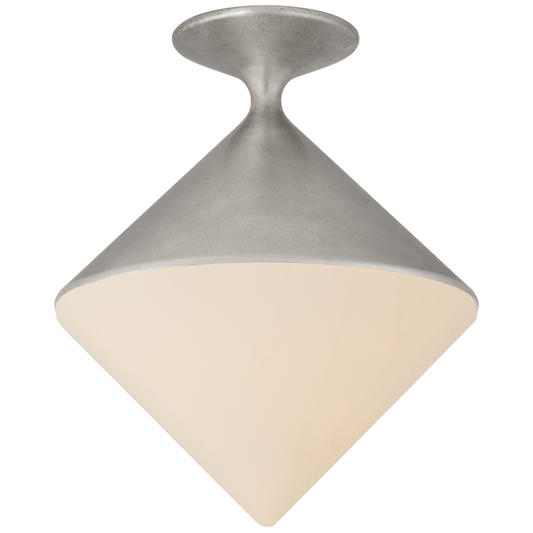 Sarnen Small Flush Mount in Burnished Silver Leaf with White Glass
