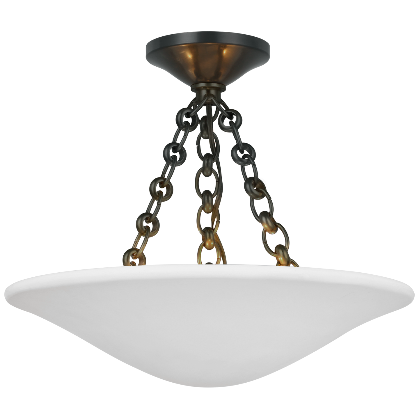 Mollino 16" Semi Flush Mount in Bronze with Plaster White Shade