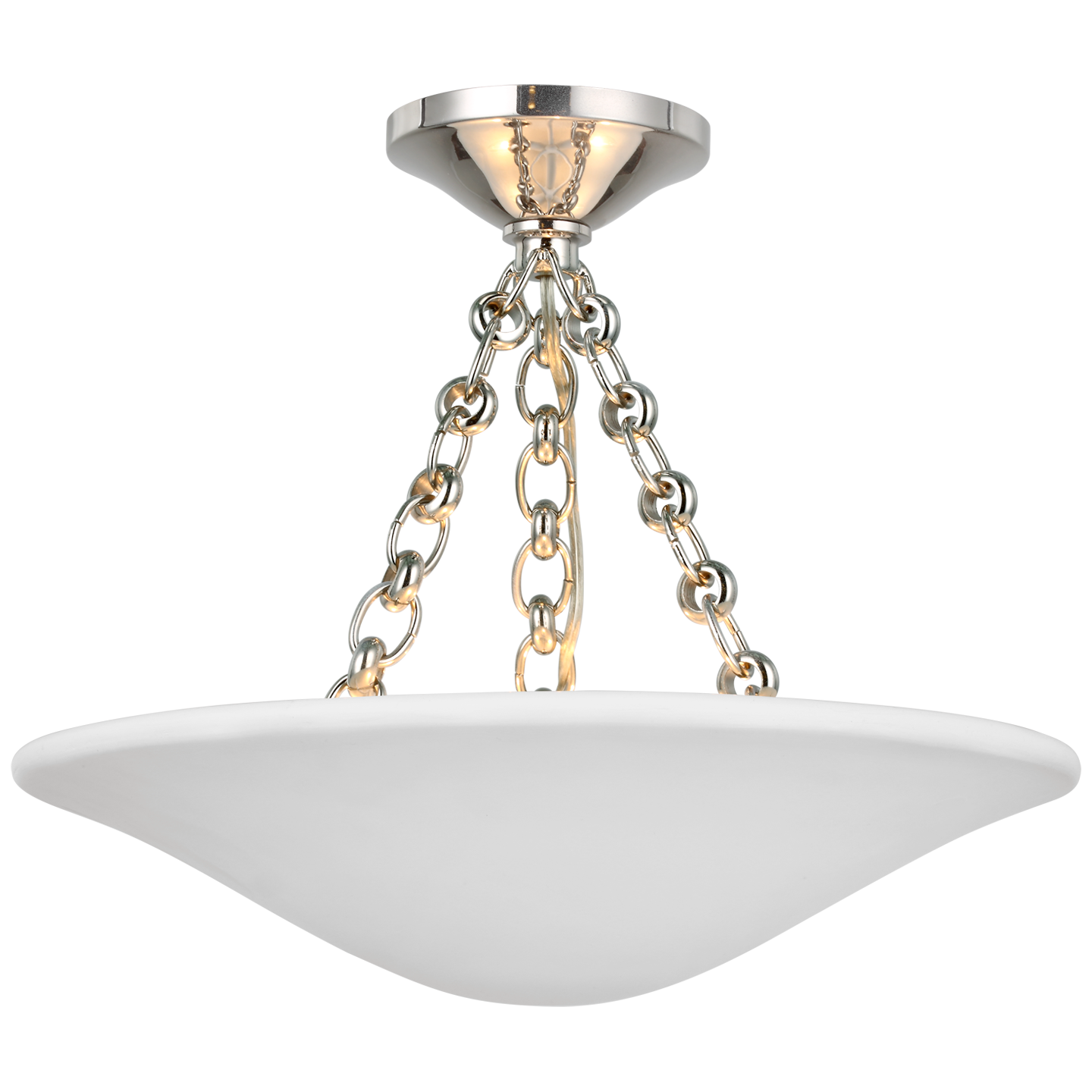 Mollino 16" Semi Flush Mount in Polished Nickel with Plaster White Shade