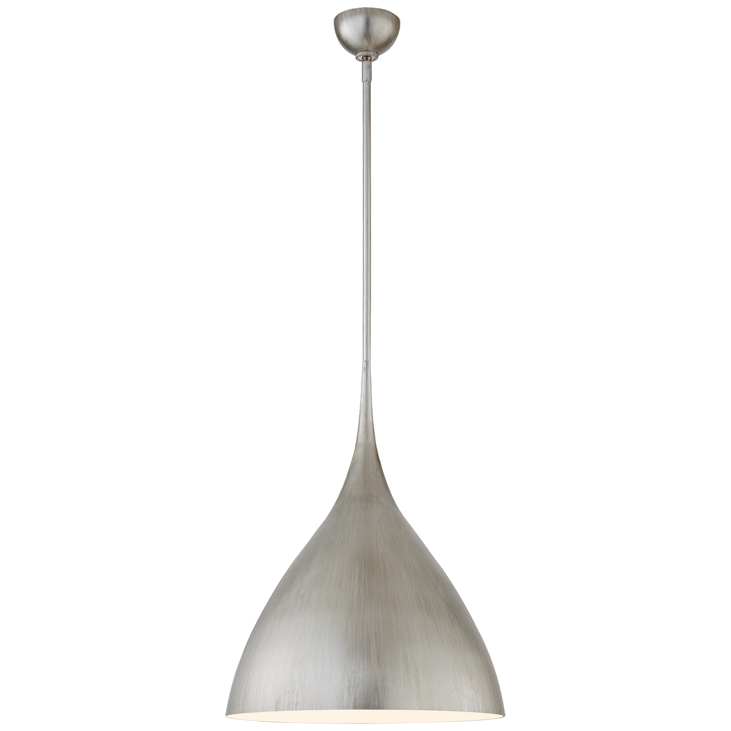 Agnes Medium Pendant in Burnished Silver Leaf with White Interior