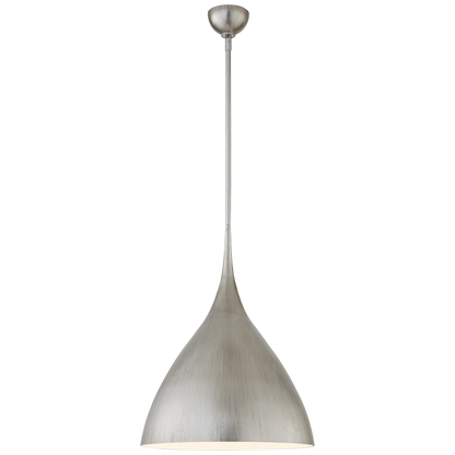 Agnes Medium Pendant in Burnished Silver Leaf with White Interior