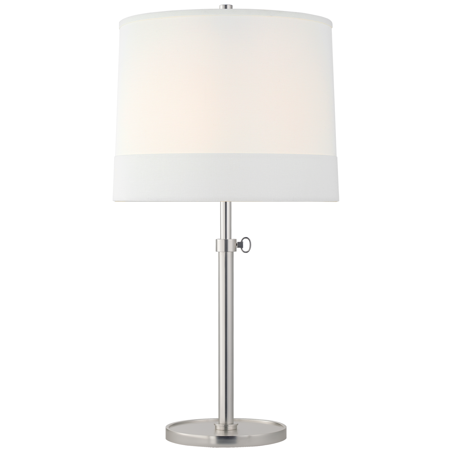 Simple Adjustable Table Lamp in Soft Silver with Banded Linen Shade