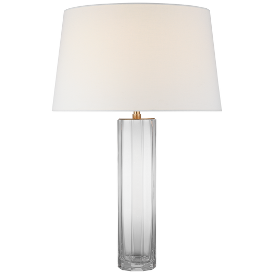 Fallon Large Table Lamp in Clear Glass with Linen Shade