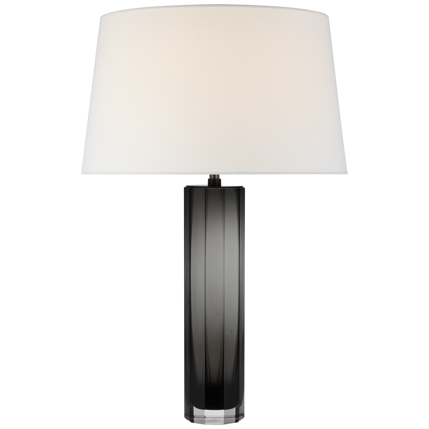 Fallon Large Table Lamp in Smoked Glass with Linen Shade