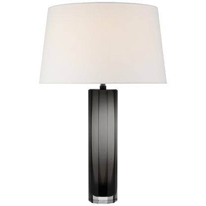 Fallon Large Table Lamp in Smoked Glass with Linen Shade