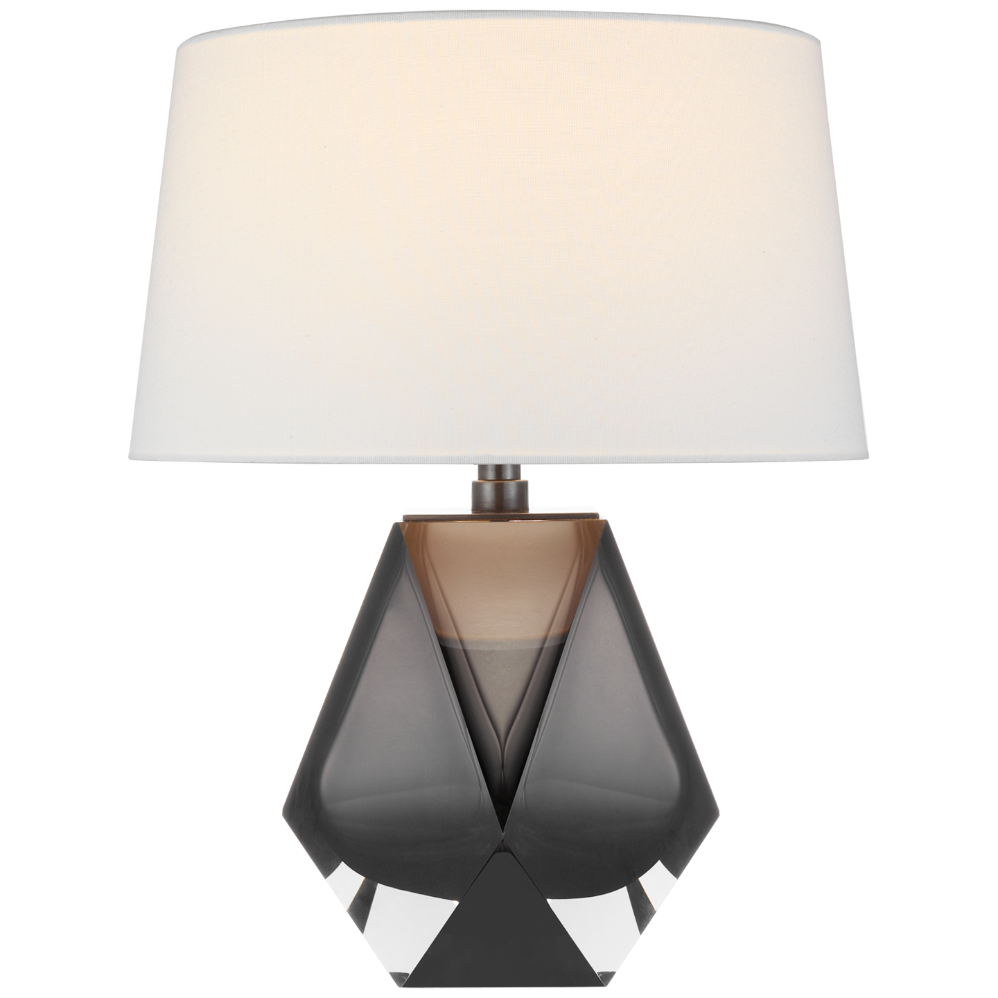 Gemma Small Table Lamp in Smoked Glass with Linen Shade