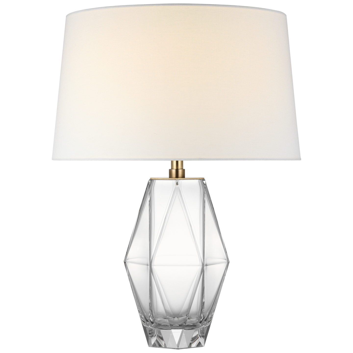 Palacios Medium Table Lamp in Clear Glass with Linen Shade